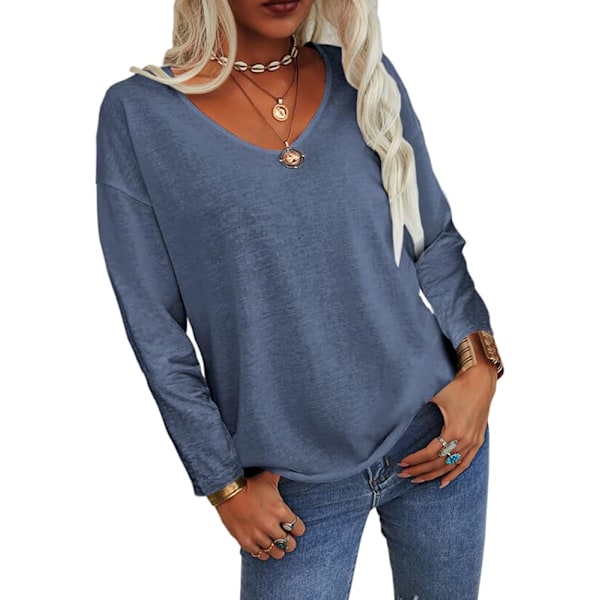 Womens Summer Tops Fashion V Neck Half Sleeve Oversized T Shirts Elbow Length