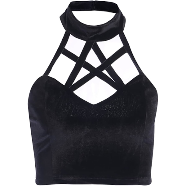 Gotisk Crop Top Estetisk Camis Svart Mall Goth Grafisk Tryck Sexig Crop Top