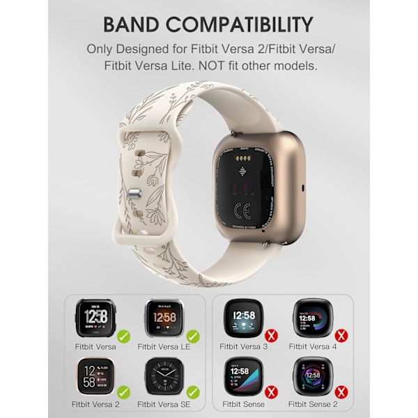 Graverade silikonband för Fitbit Versa 2 - Maskrosmönster