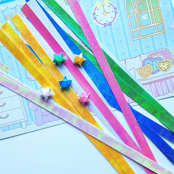 200 ark glitter origami stjernepapirbrettede strimler - DIY-papir for håndverk