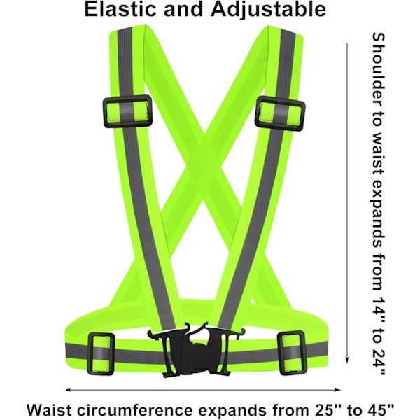Reflekterende sikkerhetsvest for løping, 2-pakning, justerbar sikkerhetsvest med høy synlighet