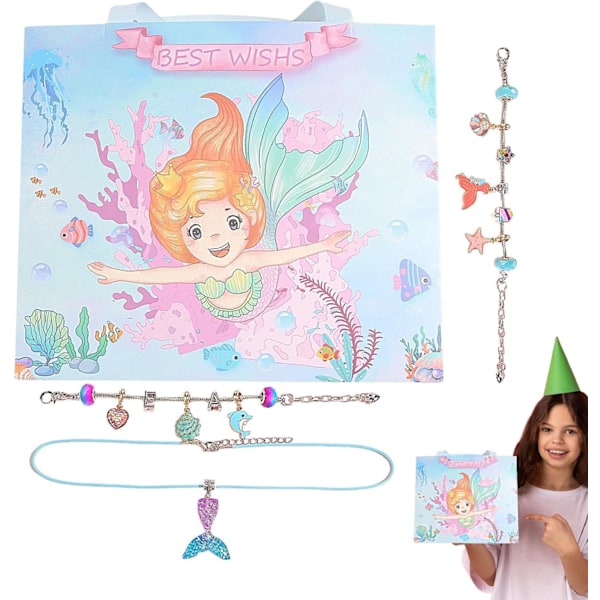 Sjöjungfru armband kit, sjöjungfru pärlor & charm armband gör-det-själv-kit, sjöjungfru pärlor sommar hav armband för födelsedag, påsk, jul sjöjungfru diy