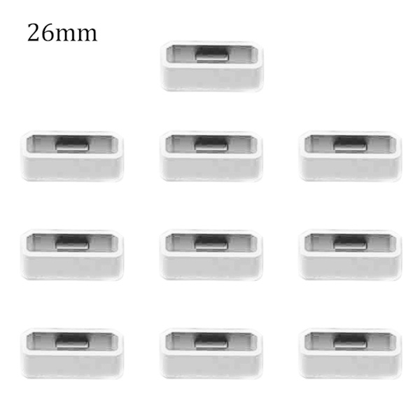 10 st klockarmband ring 18/20/22/26mm mjuk silikon ersättnings klockarmband spänne loop hållare hållare för Garmin Fenix 6x 6s White A