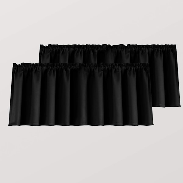 Set med 2 svarta gardinkappor för små fönster (18\" längd)