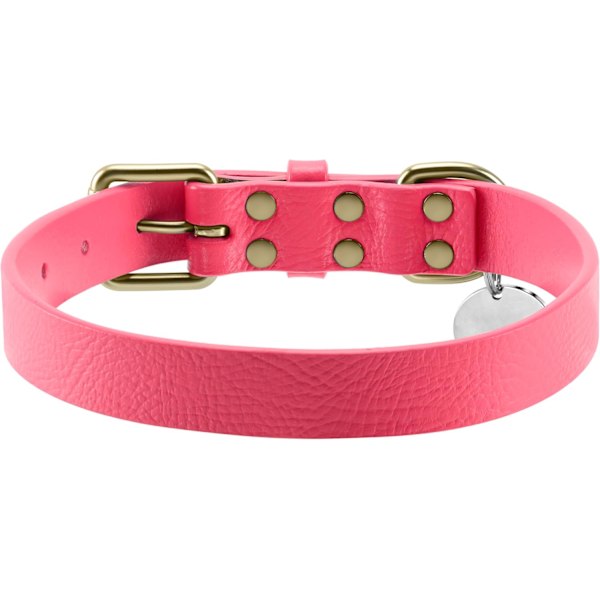 Läderhundhalsband, kraftigt metallspänne, mjukt och bekvämt husdjurshalsband, vattentätt och luktsäkert, justerbart för perfekt passform, persika rosa, stor persika rosa L persika