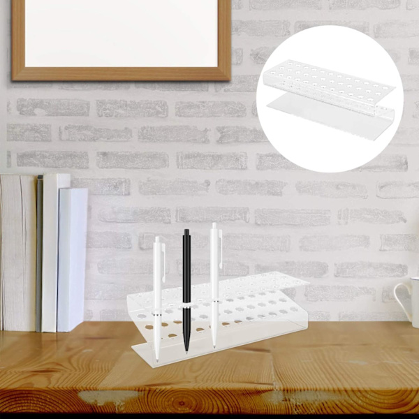 Akrylholder, stativholder, displaystativ, 3-slots displaystativ, øjenbrynsstativ, makeupbørsteholder, arrangør til hjem, kontor, butik 8X24CM