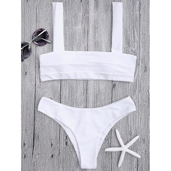 Bred Stropper Neon Bandeau Bikini Sæt til Kvinder Polstret Højtsnit To Dele