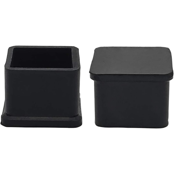 Kvadratiska halkfria gummibenspetsar stolsbensskydd möbelgolvskydd 1 tum x 1 tum, 25 x 25 mm svart 10 st svart gummi 1 tum x 1 tum