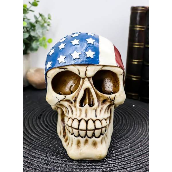 Ebros Gave Patriotisk Amerikansk Flag Stjerne Spangled Banner Bandana Biker Skull Dekorativ Figur Macabre Samleobjekt 4. Juli Frihed Uafhængighed