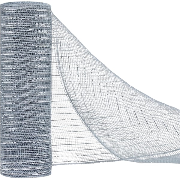 Dekorationsnät 10 tum x 30 fot, Gary Blue Metallic Foil Mesh Fabric, Juldekoration