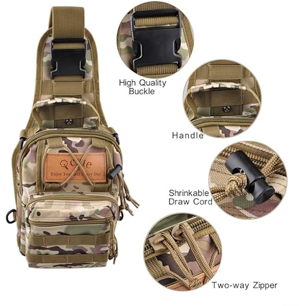 Taktisk Ryggsäck, Vattentät Militär Crossbody Molle Sling Axelremsväska Bröstväska för Utomhusbruk och Vardagsbruk