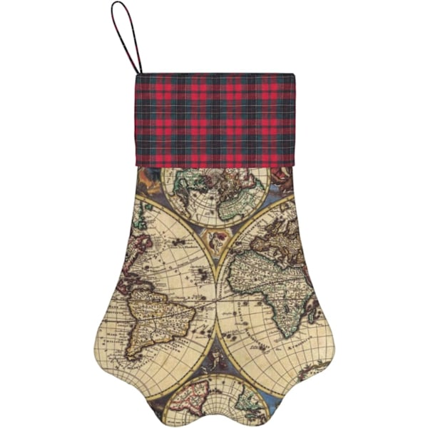 Ancient Map World Globe Printed Dog Paw Christmas Stocking Christmas Tree Ornament Christmas Tree Hanging Weltkugel mit Antiker Karte Einheitsgrö