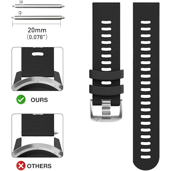 Reservedeler til Garmin Forerunner/Vivoactive - 20 mm bredde
