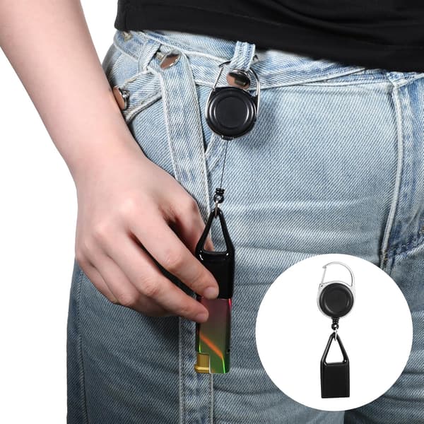 4 Lighter Leash, Udtrækkelig Bukselighterclips, Anti-tabt Lightercover, Praktisk Bælte Leash Nøglering Sort