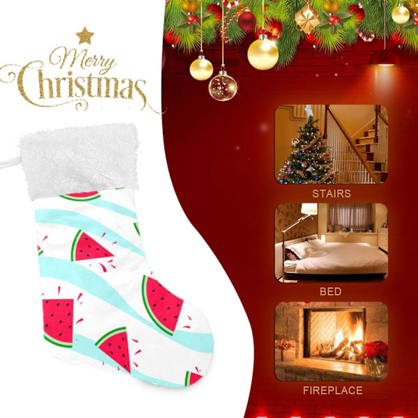 Julklapp, personliga julklappsstrumpor 2-pack Snygga Vattenmelon Frukt 45,7 cm Julstrumpor Hängande Ornament Eldstad för Ba
