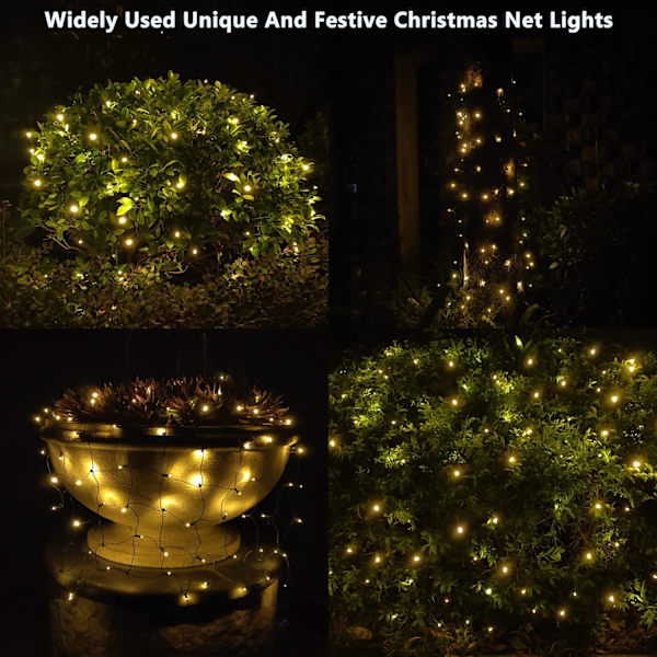 Julbelysning utomhus, 100 LED 5ftx5ft julnätljus med anslutningsbar, vattentät, UL-certifierad och hållbar grön trådkonstruktion för varmt