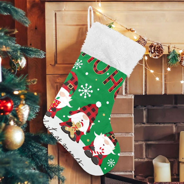 Julklapp, personliga julklappsstrumpor 2-pack Jultomte Julgran Buffelrutig 45,7 cm Julstrumpor Hängande Prydnad