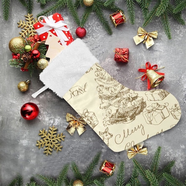 Julklapp, Personliga Julklappsstrumpor 2-pack Julgran Rensa Retro Jul 18 tum Julstrumpor Hängande Ornament Eldstad för Ba