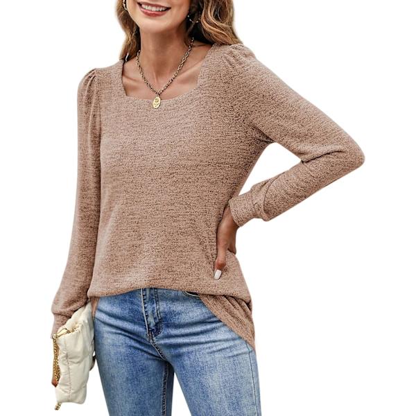 Damtoppar för leggings, fyrkantig hals, puffärmar, casual höst