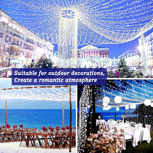 403ft 1000 LED Lyskæde Udendørs Julelys 8 Tilstande & Timer Fe Lys Stik i Vandtæt LED Lyskæde til Jul Have Træ Bryllup
