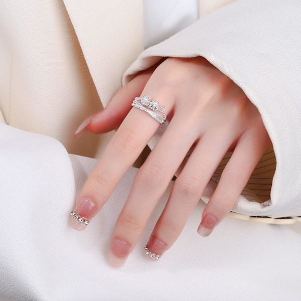 Sølv Zirconia Spinner Ring - Justerbar Afspændingsring