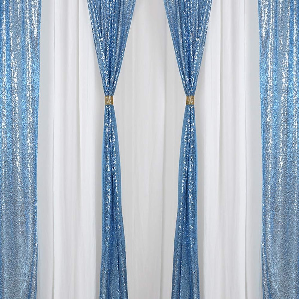 Baby Blue Julebaggrund Gardiner 4 Stykker 2FTx8FT Sequin Fotografering