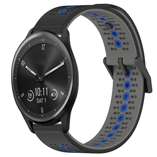 För Garmin Vivomove Sport 20mm Tricolor Andas Silikon Watch Band EKM Black-Grey-Blue