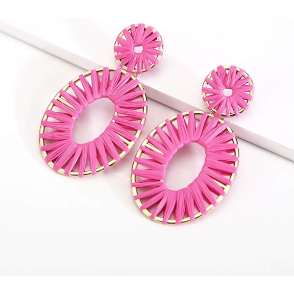 Raffia Tassel Hoop Drop Earrings Hantverk Mode Statement Smycken