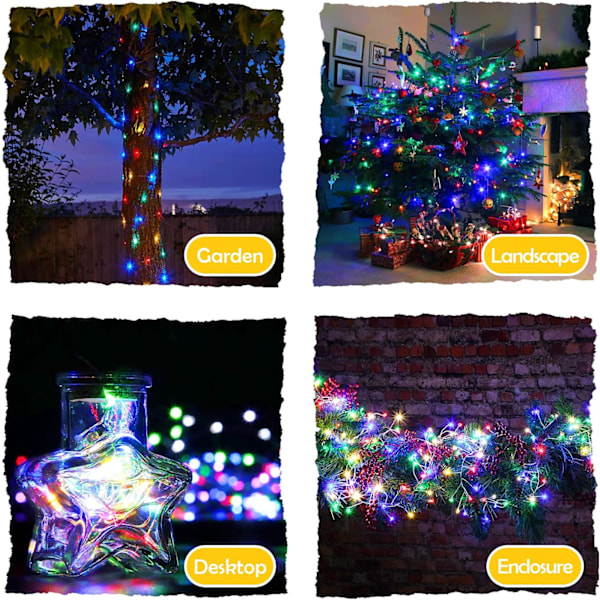 2-pack 20M 200 LED Fe-ljus ljusslinga med USB-kontakt, koppartråd ljusslinga fjärrkontroll för inomhus utomhus sovrum jul halloween