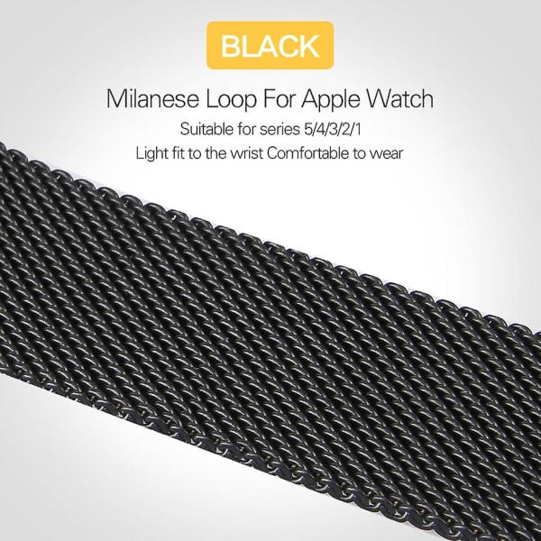 Milanese Loop Strap Til Apple Watch Ultra Band 44mm 40mm 45mm 41mm 49mm 42mm 38mm 44 Mm Correa Armbånd Iwatch Series 3 6 Se 7 8 black 38mm 40mm 41mm