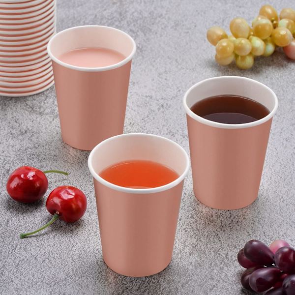 Rosegullpapirkopper 9 oz [50-pakning] Engangskopper for varmt og kaldt
