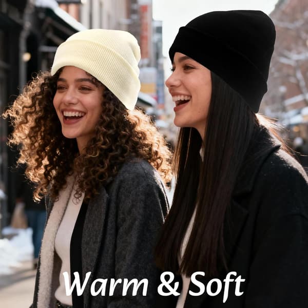 wxsp Satinforet Beanie til Kvinder Silkefor Bløde Vinterhatte Reducerer Krus Strikkede Beanies Varm Hue Sort One
