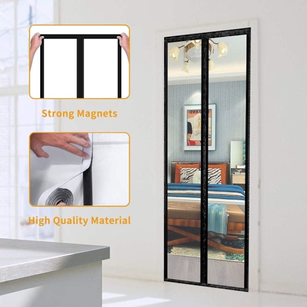 Magnetisk Isolert Dørgardin - Selvlukkende Gjennomsiktig Skjerm (Passer 36\"x82\") - Termisk Beskyttelse for Terrasse/Kjøkken/AC-Rom