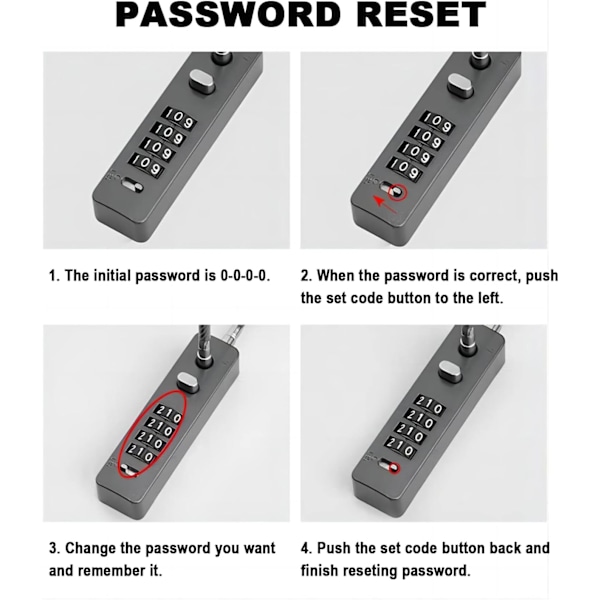 Kabellåse med kombination, 23-3/5 tommer længde stålkabeltov 4-cifret kombinationslås med bordkode til cykler, skabe, arkivskabe,