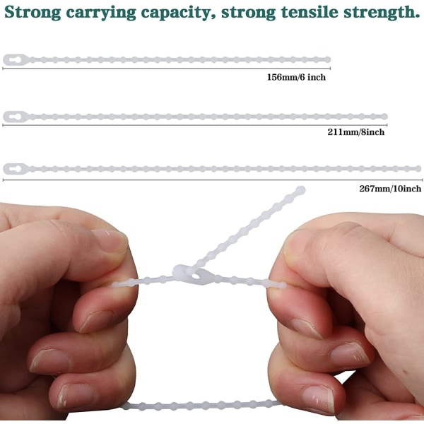 Perlebesatte kabelbindere, genanvendelige lynlåse, justerbare selvlåsende nylonkabelbindere - 100 stk. (10 tommer)  10 tommer  10 tommer  10 tommer  10