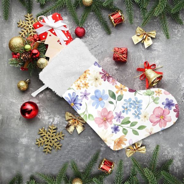 Julklapp, personliga julklappsstrumpor 2-pack Vild blomma Ros 45,7 cm Julstrumpor Hängande Ornament Eldstad för träddekoration