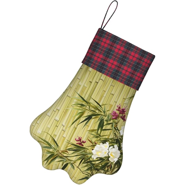 Blommande Blommor Julhusdjur Strumpbyxa Personifierad Julstrumpa för Julhängande Dekoration Tassformad Husdjursstrumpa Ornament Semestergran