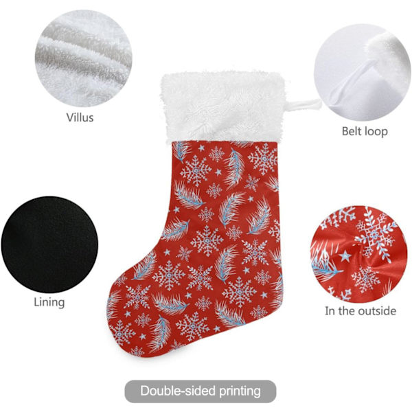 Julklapp, Personliga Julklappsstrumpor 2-pack Jul Fjädrar Snöflingor 45,7 cm Julstrumpor Hängande Ornament Eldstad för Ba