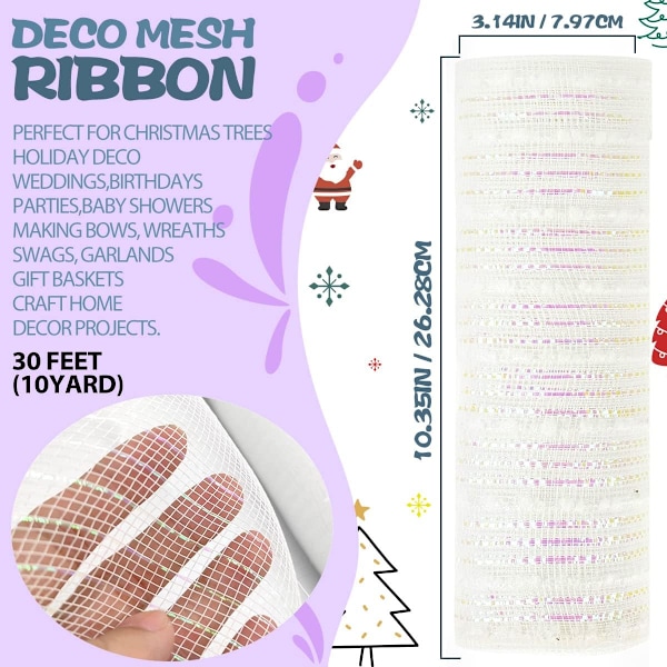 Deco Mesh Bånd, 10 tommer x 30 fod Hver rulle Metallic Foil Mesh Bånd til