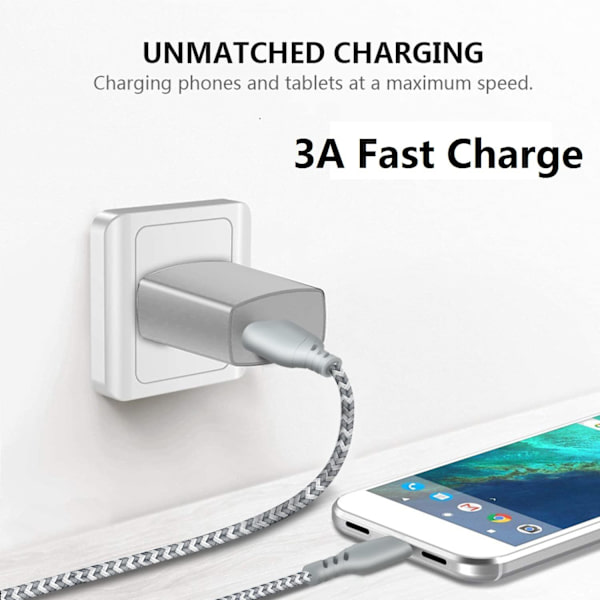 USB C-laderkabel 1FT 3FT 6FT 10FT ledning for Samsung Galaxy S21 S22