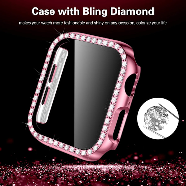 Hårt fodral för Apple Watch 44 mm, Bling Diamonds med skärmskydd