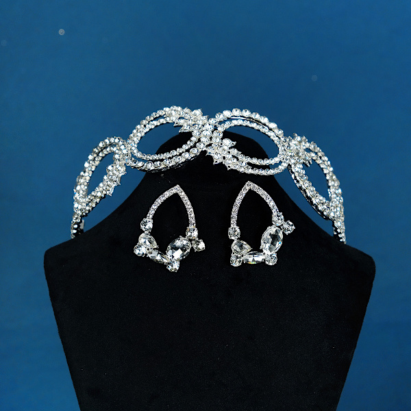 Brudesmykker og hårbånd sett Hollow Out Alloy Diamond