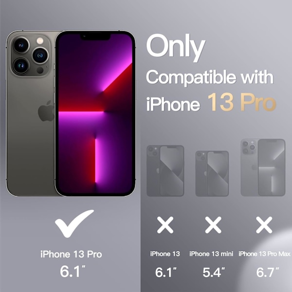Silikonetui for iPhone 13 Pro 6.1-Ih, Siy-Myk berøring Fullkropps beskyttende telefonetui, Støtsikkert deksel med mikrofiberfôr (Svart) Svart