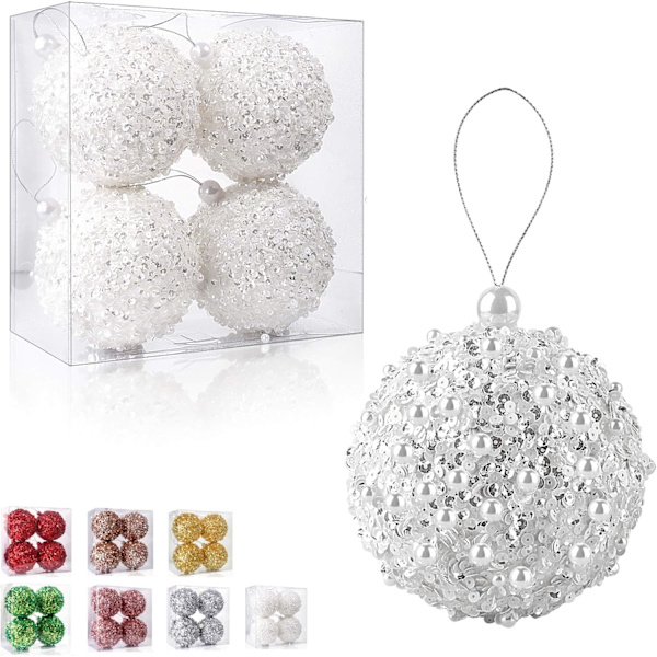4,25\" Julgranskulor 4-pack Vita Shatterproof Juldekorationer