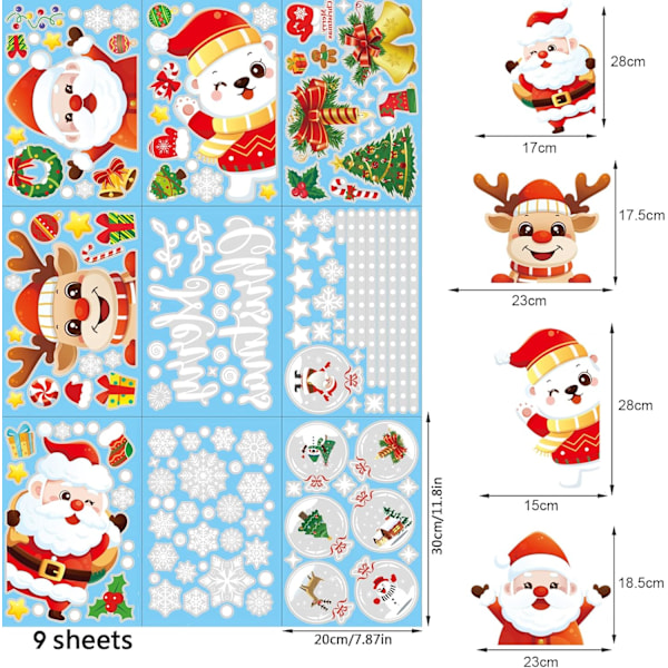 Selvklebende julevindusdekaler - tosidige gjenbrukbare statiske klistremerker