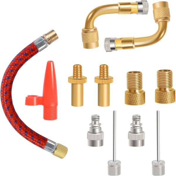 12-delt ventilomformer sæt - Messing cykelventiladapter