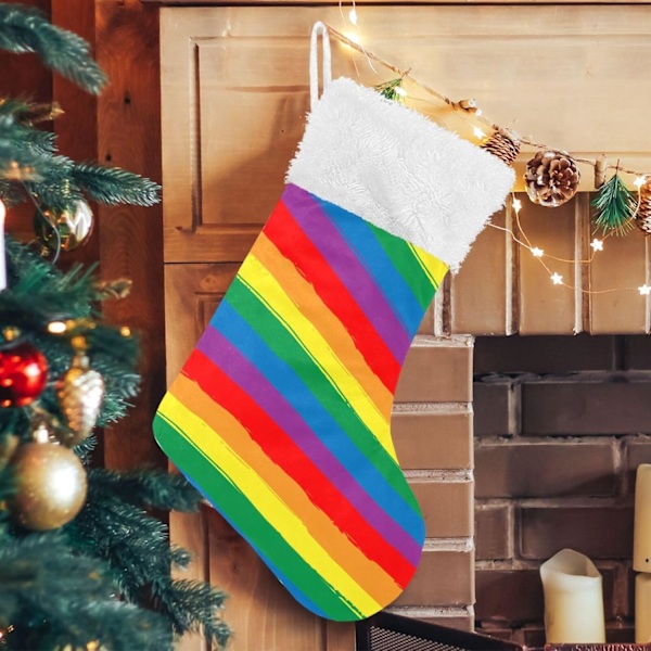 Jule-Strømpe, Personlige Jule-Strømper 2-pak Rainbow Swirl Tie Dye Farveforløb Striber 45,7 cm Jule-Strømper Hængende Ornament