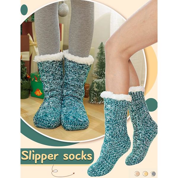 Dam fuzzy tofflor strumpor fluffiga mysiga stuga vinter varm fleece plysch stickad med