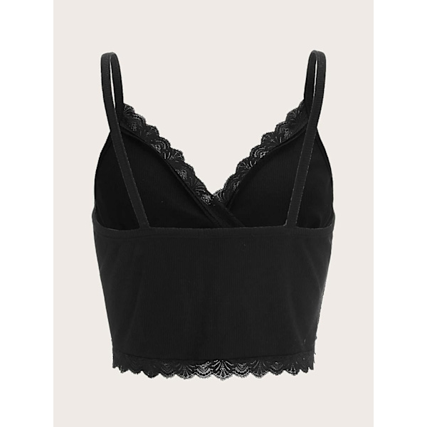 Kvinners Y2K blonder trim V-hals ermeløs Cami Crop Top Camisole