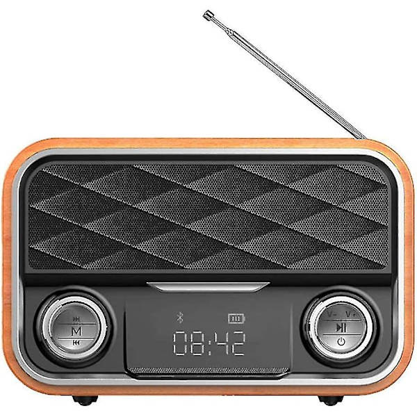 Bluetooth Retro Radio med Aux/fm, Backup Radio med Antenne, Klar Lyd, Høj Bluetooth Bærbar Bluetooth Højttaler Med Kompatibel Android Tablet